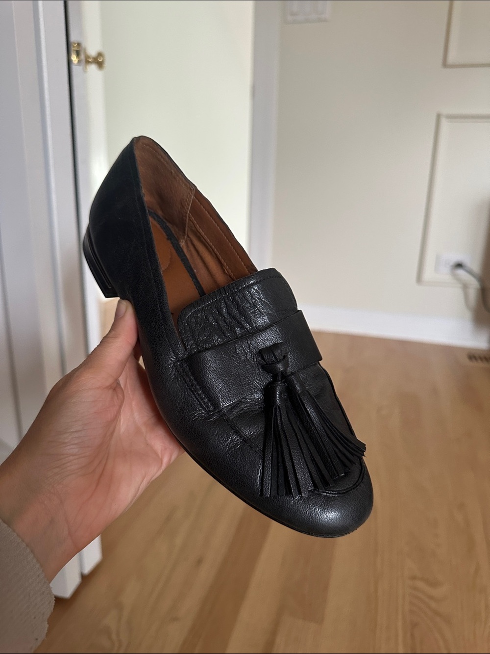 Franco Sarto Black Leather Tassel Loafers